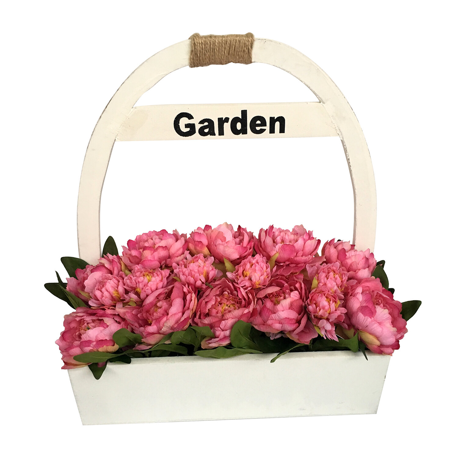 August Grove Red Peonies Floral Arrangement In Basket Wayfair