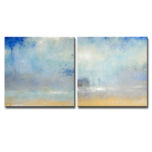 Coastal Downpour 2 Piece Wrapped Canvas Painting Print Set