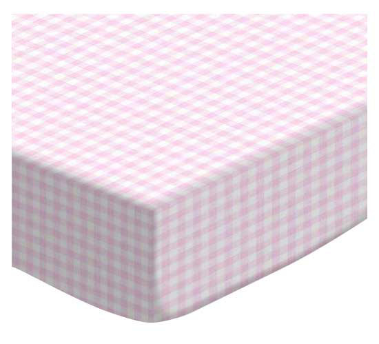 pink gingham crib sheet