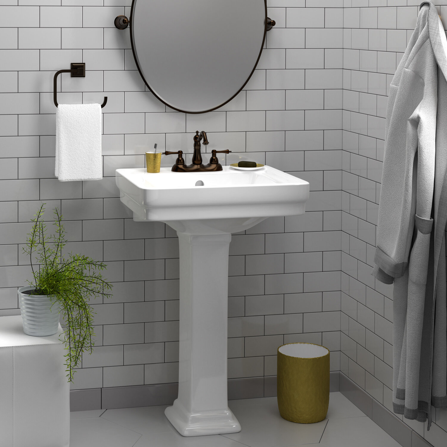 Barclay Sussex Vitreous China Rectangular Pedestal Bathroom Sink With Overflow Reviews Wayfair