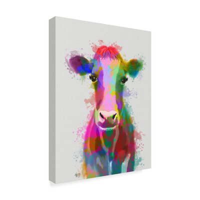 Ebern Designs Rainbow Splash Cow by Fab Funky - Wrapped Canvas Graphic ...