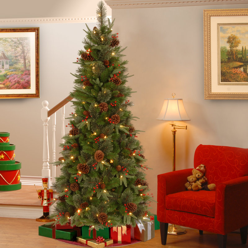 75 green slim artificial christmas tree with 400 clear lights and stand - Skinny Artificial Christmas Trees 75 green slim artificial christmas tree with 400 clear lights and stand - Skinny Artificial Christmas Trees
