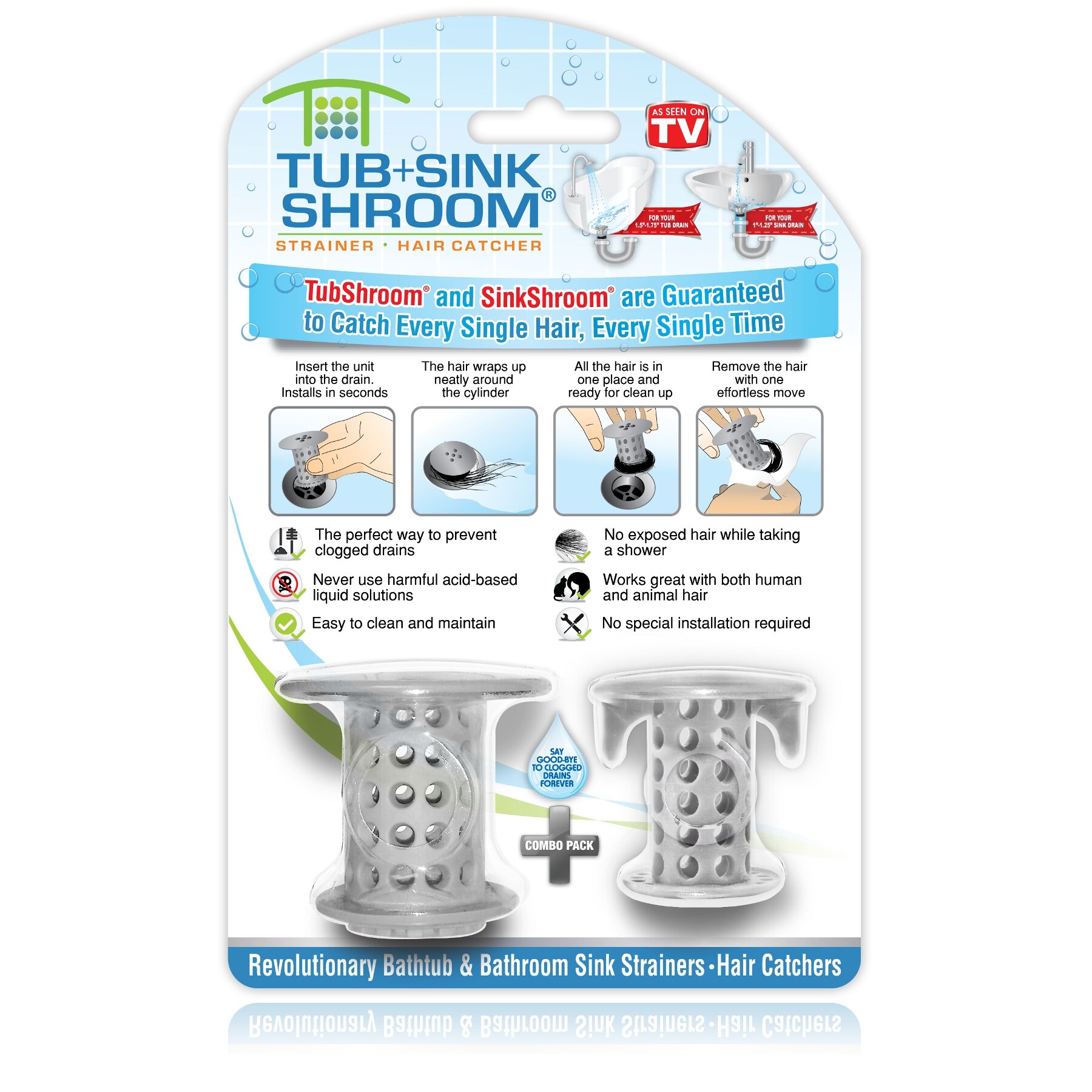 StopShroom® Universal Stopper Plug 2pk for Bathtub Bathroom Drains by TubShroom 