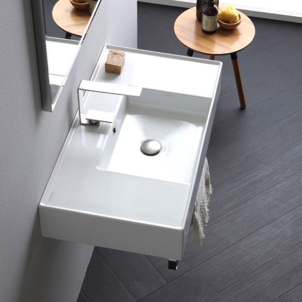 Scarabeo By Nameeks White Ceramic Rectangular Wall Mount Bathroom Sink With Overflow Wayfair