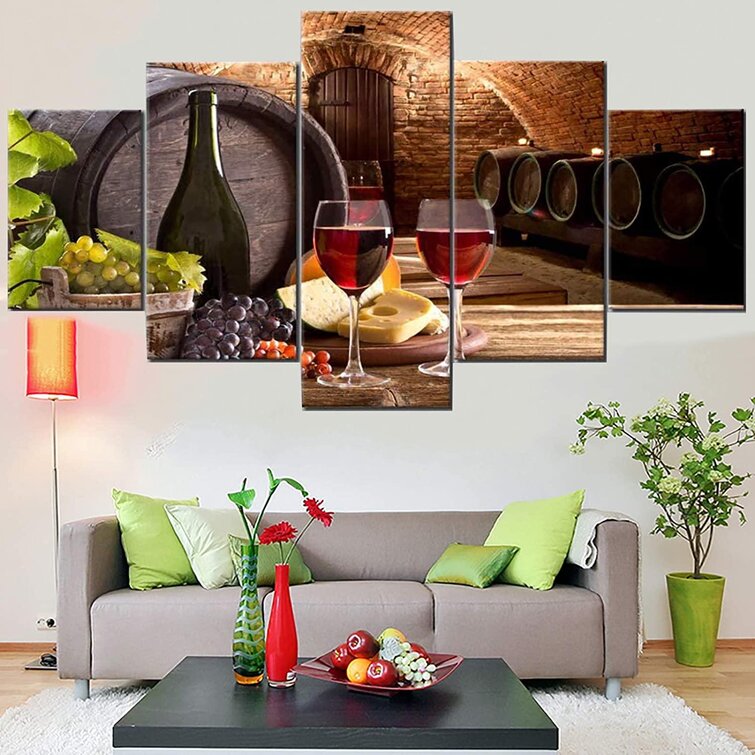 4Pcs/set  Wall/Art Home Picture Print Decor Red Wine Modern Canvas Oil Painting