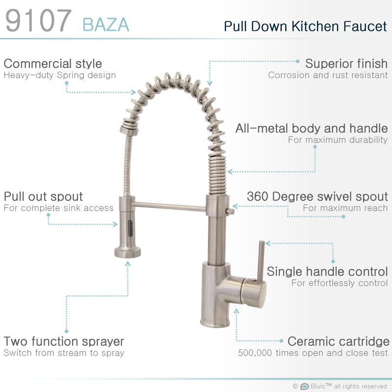 Bluic Pull Down Single Handle Kitchen Faucet Wayfair