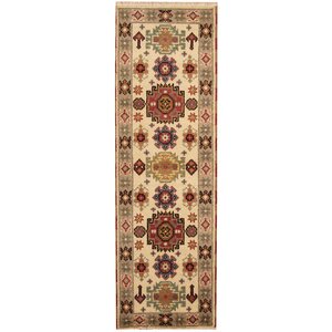 Kazak Hand-Knotted Ivory/Gray Area Rug