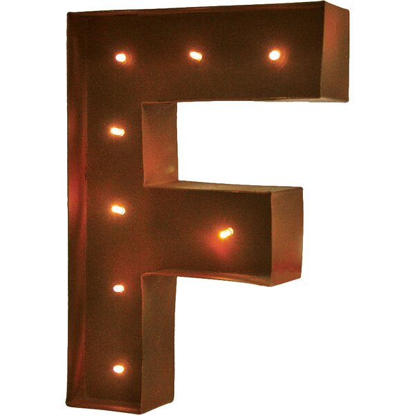 21" Letter O PLUG-IN or BATTERY LED Rustic Vintage Metal Marquee Light Up Sign 