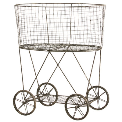 Metal Wire Basket on Wheels August Grove