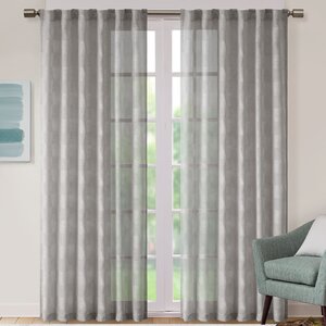 Eleanor Jacquard Geometric Sheer Tab Top Single Curtain Panel