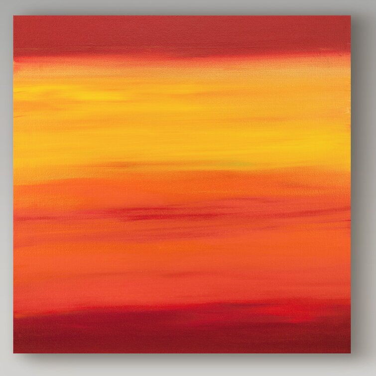 Hilary Winfield Sunset Stripes Red Yellow by Hilary Winfield - Print Set on  Canvas
