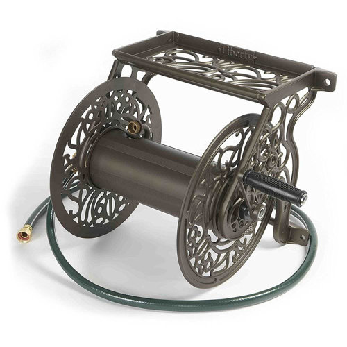 Liberty Garden Products Liberty Garden 704 125 Foot Steel Decorative Garden Hose Wall Mounted ...