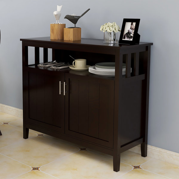 Buffet Cabinet Sideboard Pantry Console Table With Drawers 2 Side Storage Cabinet Extra Open Shelf Cross Cross Holes Wine Rack Spacious Tabletop Ideal For Kitchen Dining Room Restaurant Use Furniture Kitchen Dining