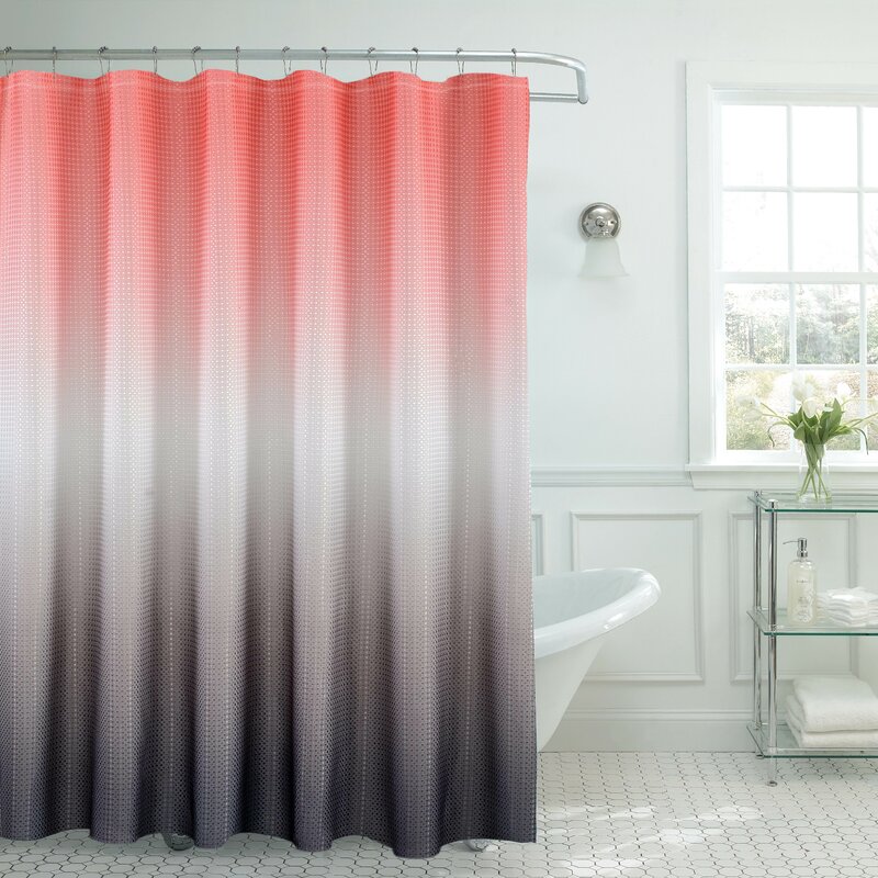coral gray shower curtain
