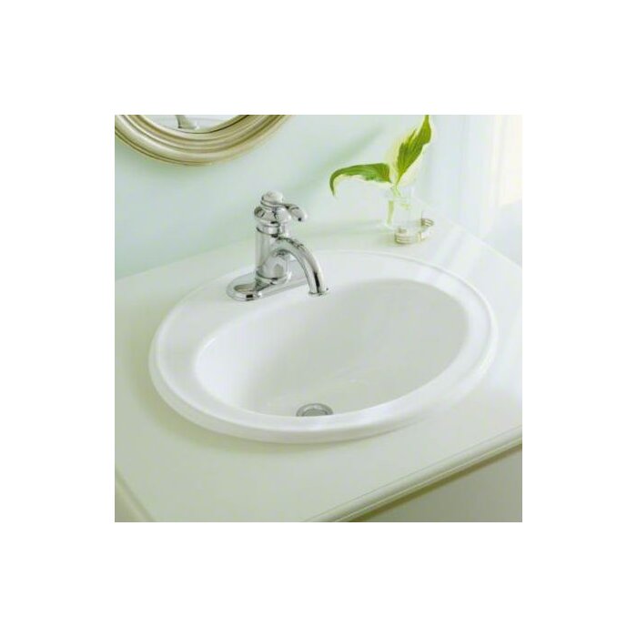 Pennington Ceramic Oval Drop In Bathroom Sink With Overflow