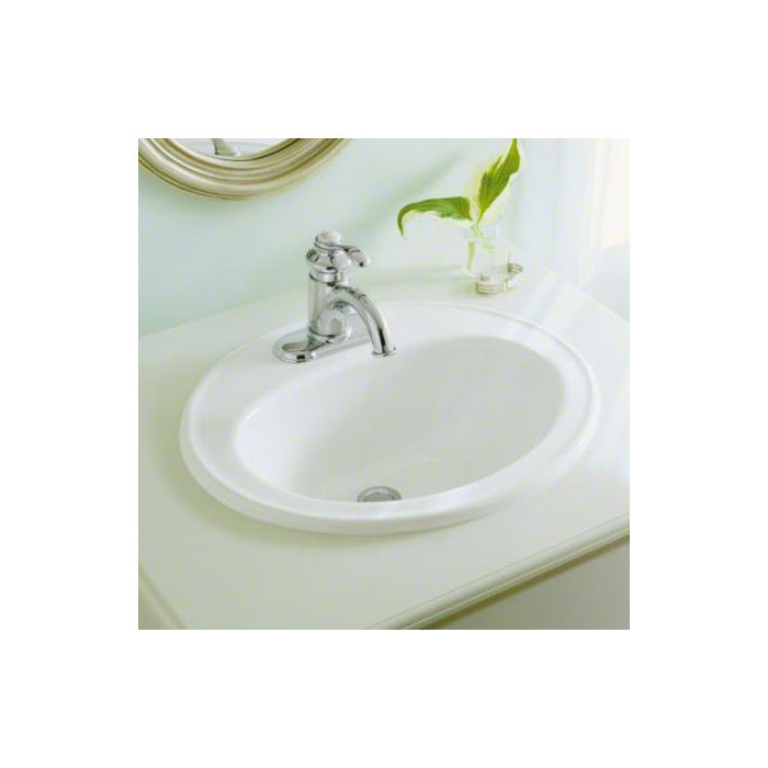 Pennington Ceramic Oval Drop In Bathroom Sink With Overflow