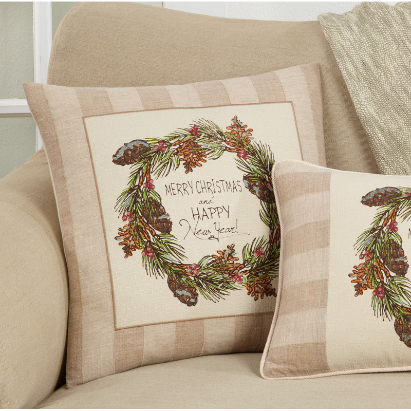 The Holiday Aisle Losada Happy Cotton Throw Pillow Cover Insert Wayfair