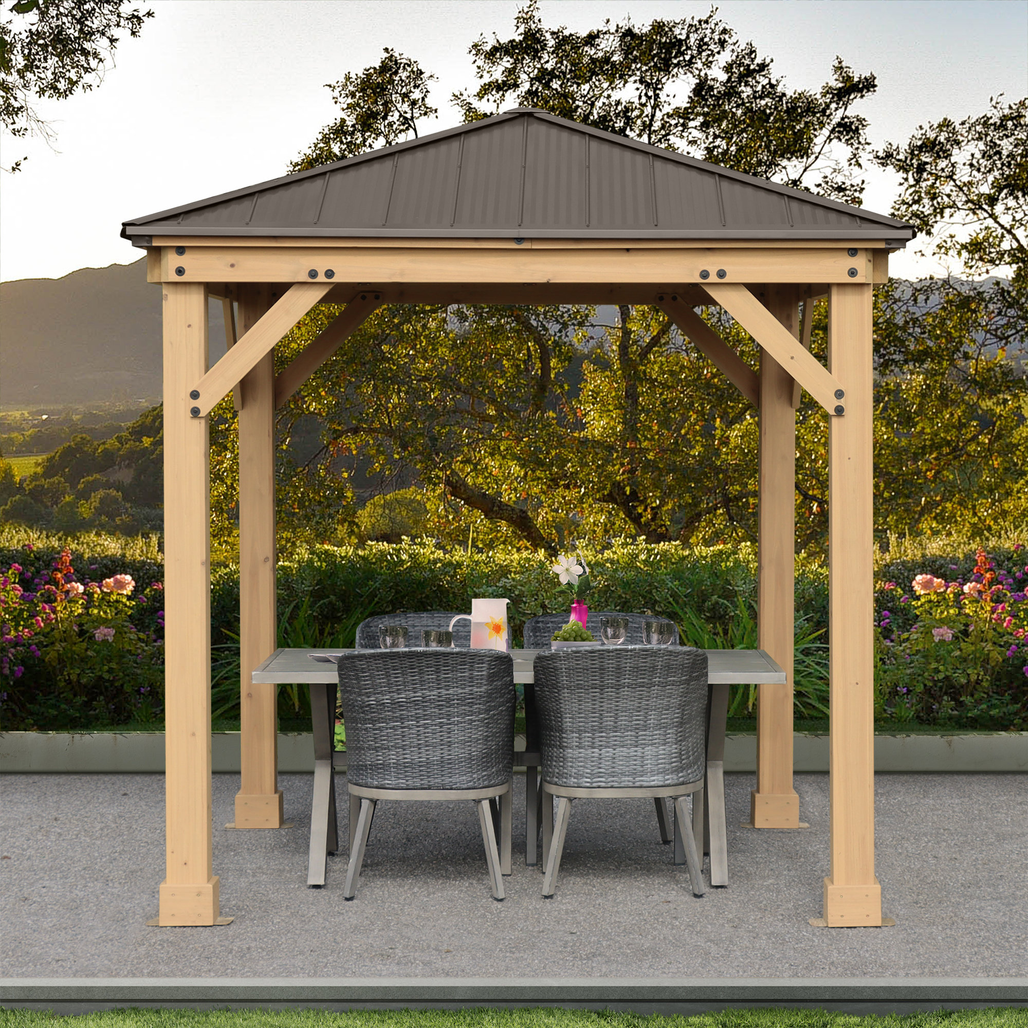 Yardistry Meridian 8 Ft. W x 8 Ft. D Solid Wood Patio Gazebo | Wayfair