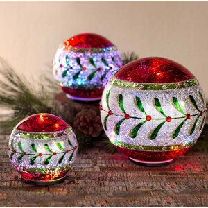 3 Piece LED-Lighted Table Christmas Balls Set