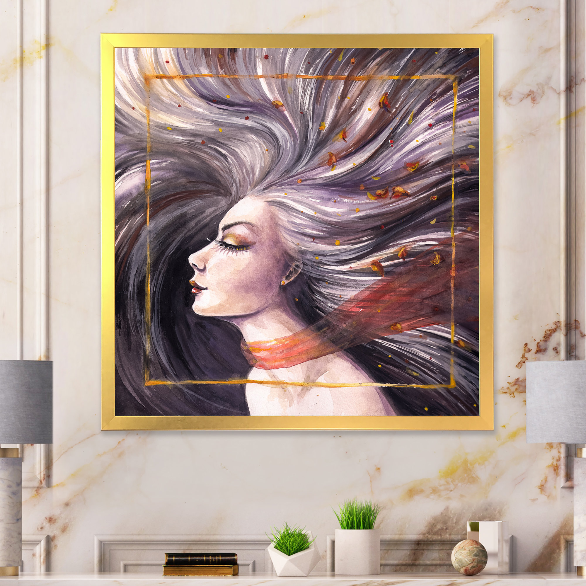Mercer41 Fashion Puprle Woman In Storm Glam Canvas Art Print Wayfair