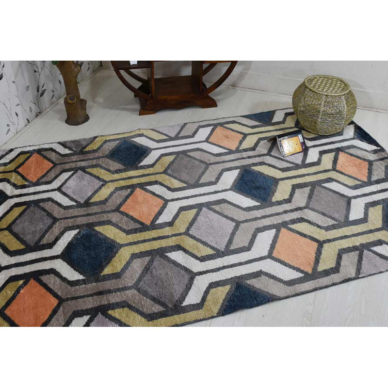 George Oliver Patchway Geometric Hand Knotted Gray Area Rug Wayfair