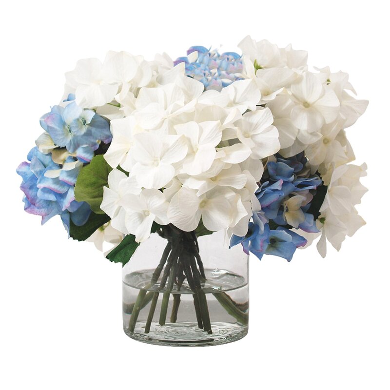 Creative Displays, Inc. Faux Mixed Hydrangea Centerpiece in Glass Vase ...