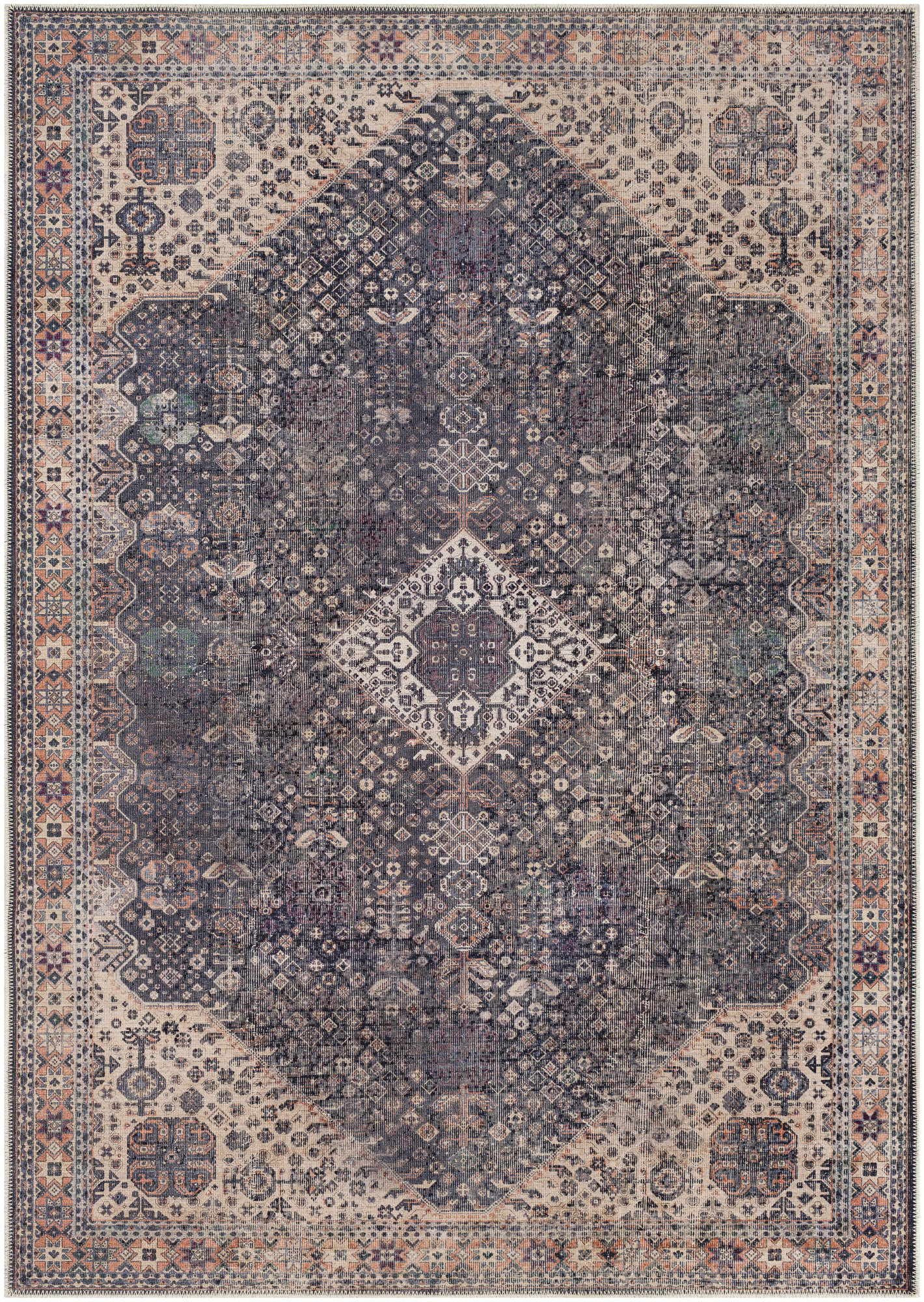 World Menagerie Mya Distressed Traditional Brown Tan Area Rug Mya Distressed Traditional Brown Tan