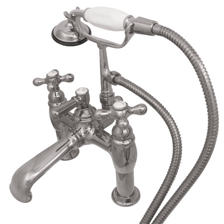 Kingston Brass Vintage Triple Handle Deck Mounted Clawfoot Tub Faucet Trim With Handshower Wayfair