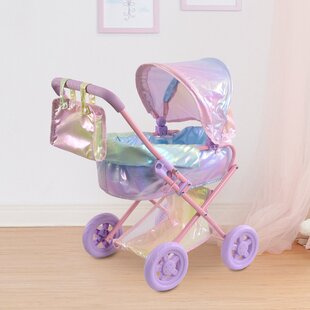 deAO My First Baby Doll Nursery Playset Toy Cot Crib Stroller High Chair Dolly Play Set Baby Doll with Accessories