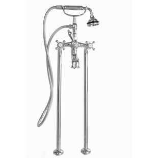 Go to store & view more images Cheviot Products Triple Handle Floor Mount Clawfoot Tub Faucet with Hand Shower