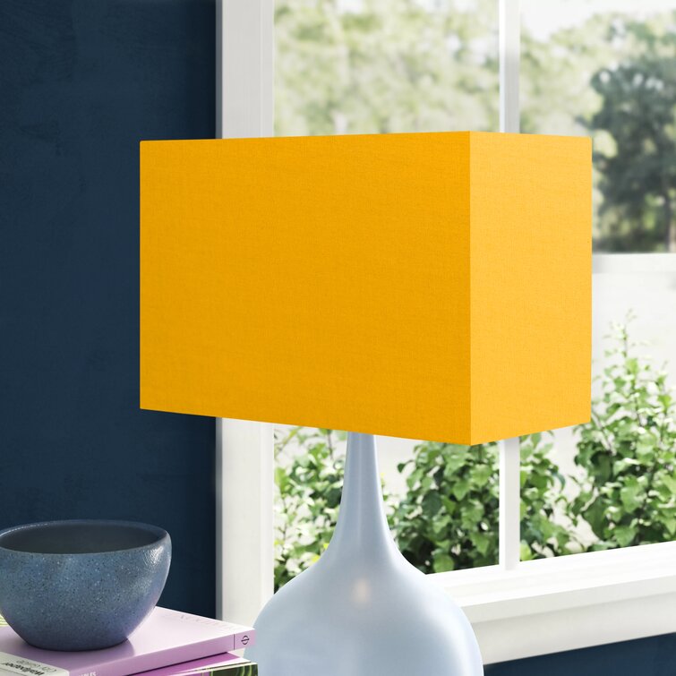 Rounded Rectangle Fabric Lampshade Mustard Yellow Cotton 