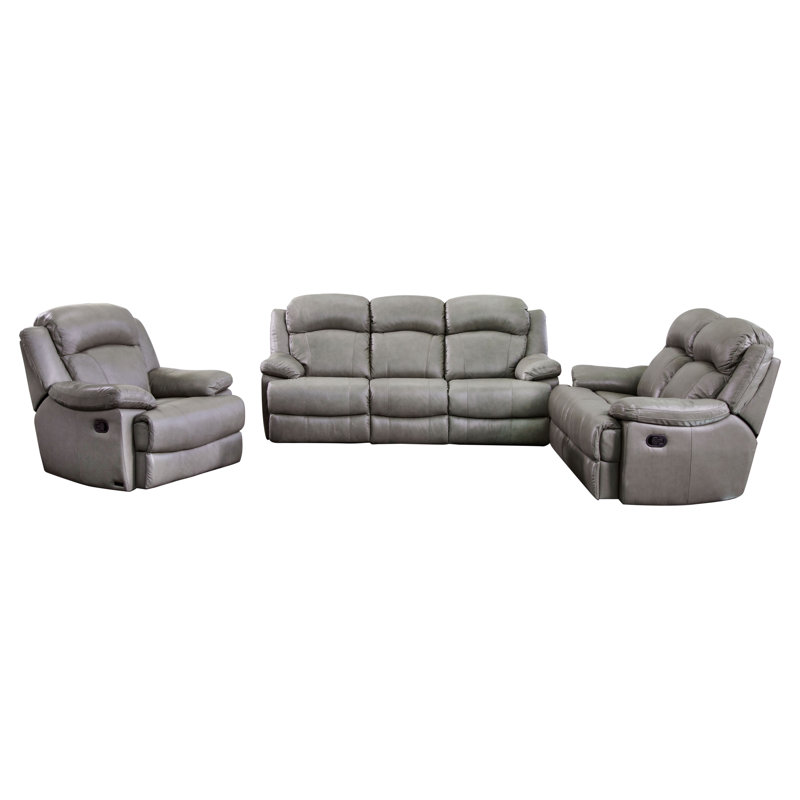 Red Barrel Studio Volkman 3 Piece Leather Reclining Living Room
