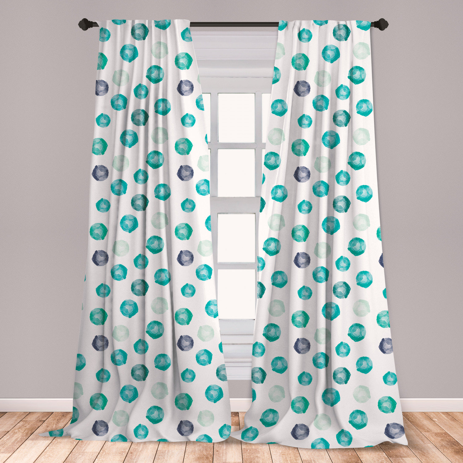 East Urban Home Ambesonne Aqua Window Curtains Hand Painted Style Ambesonne Aqua Window Curtains