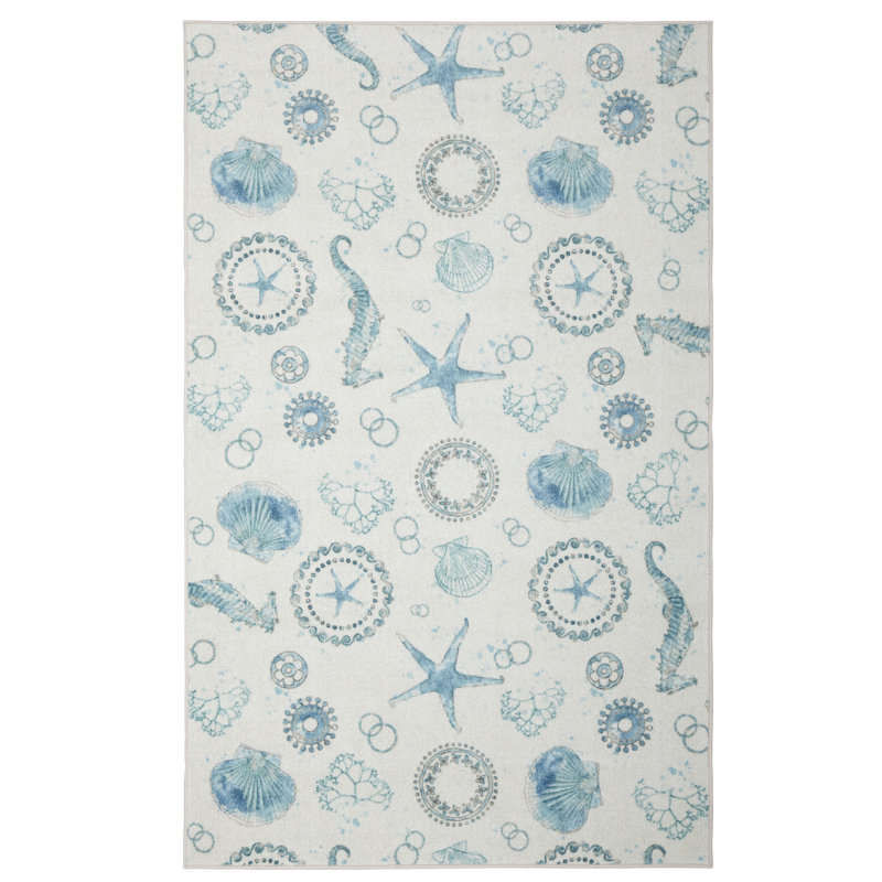 Breakwater Bay Wildermuth Seaside Splash Water Blue Ivory Area Rug Reviews Wayfair