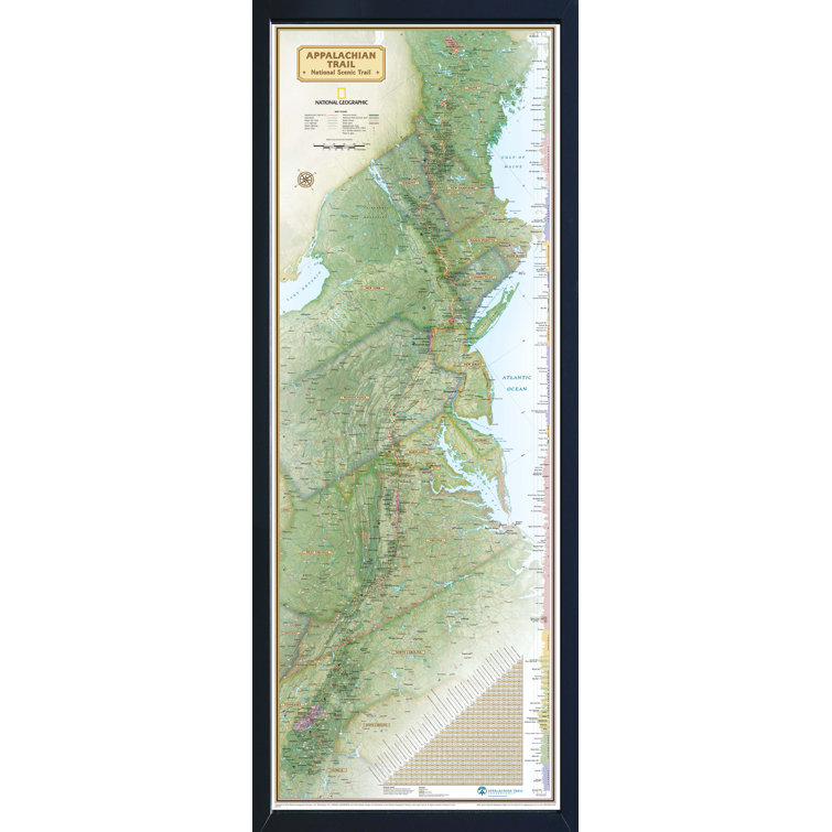 Breakwater Bay Jonael Magnetic Travel Map National Geographic Parks Appalachian Trail Wayfair