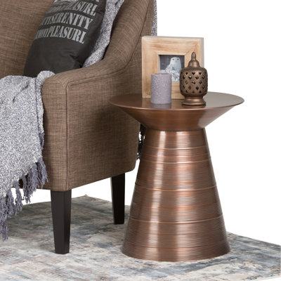 Sheridan 18"W Metal Industrial End Table with Sculptural Circular Base, Assembled