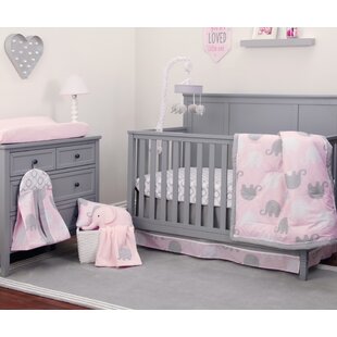 navy and pink floral crib bedding