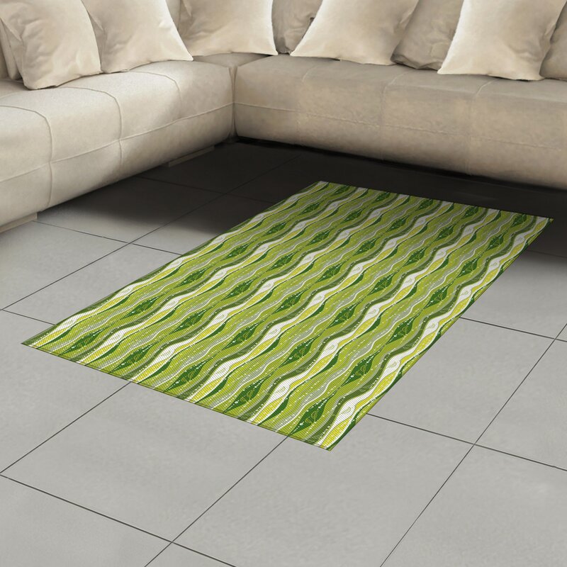 East Urban Home Leaf Lines Green Area Rug Wayfair