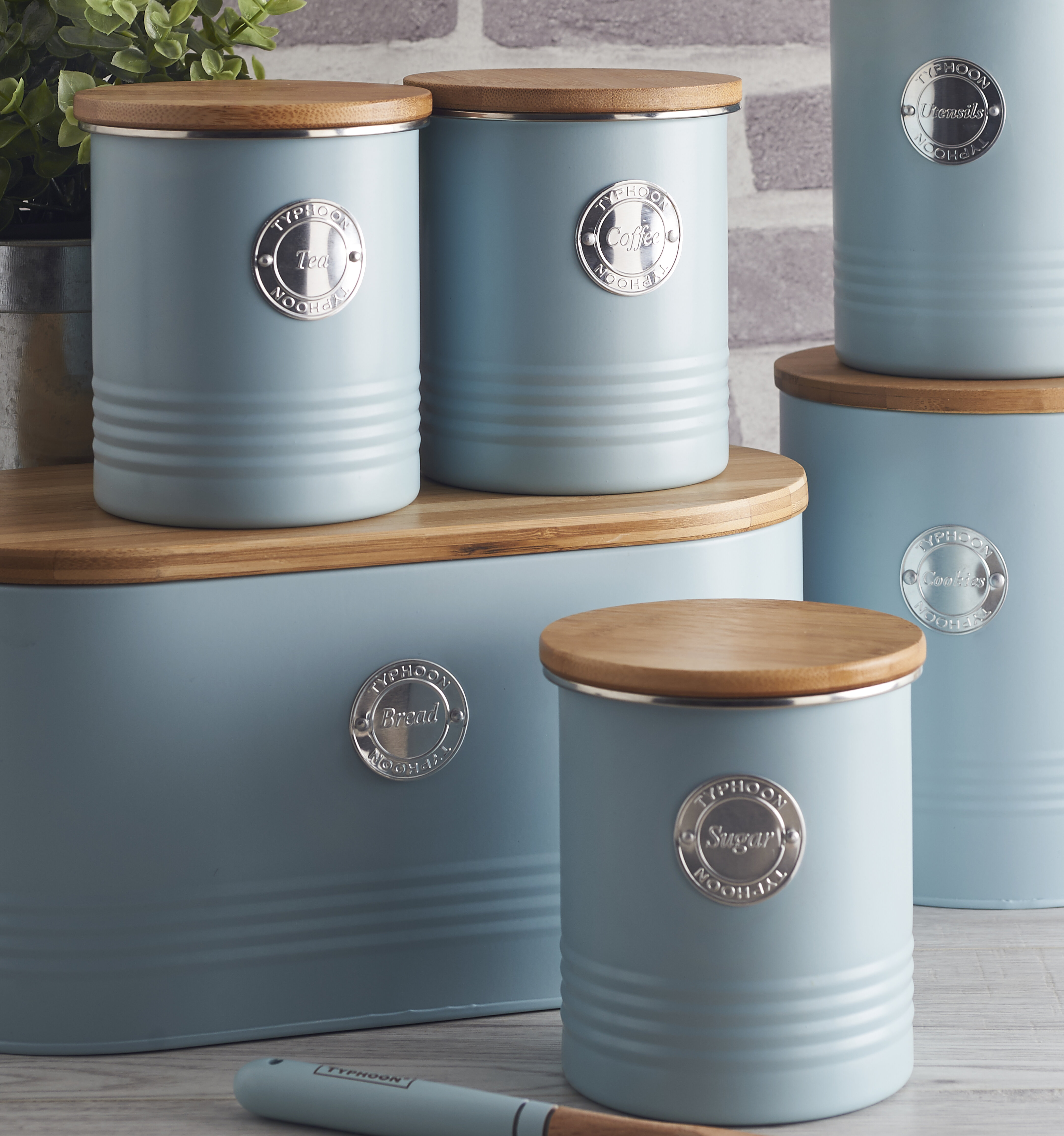 blue coffee tea sugar storage jars