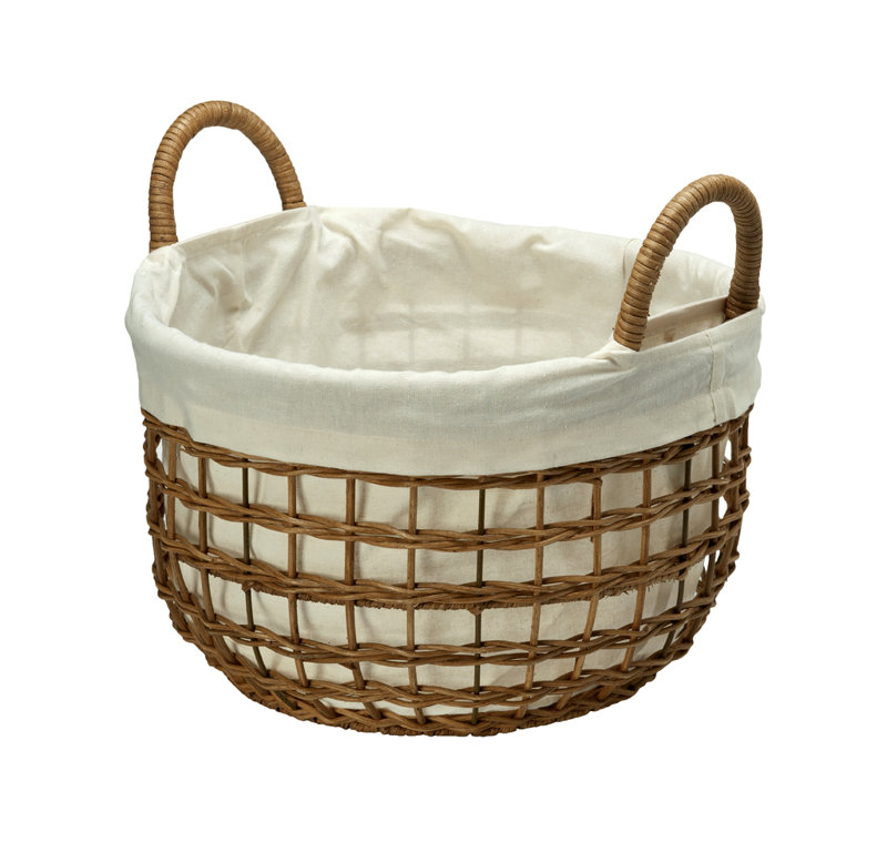 Wicker Open Weave Storage Basket With Cotton Liner Reviews