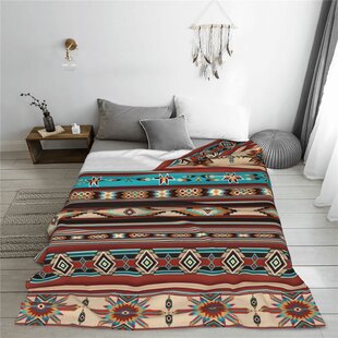 Fleece Blankets Native Southwest American Aztec Navajo Pattern Tribal Warm Blanket Soft Throw Blanket for Living Room Couch Bedroom 