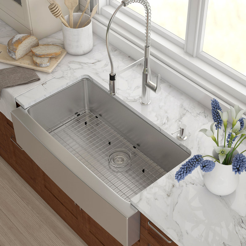 Kraus Stainless Steel 35 88 X 20 75 Farmhouse Kitchen Sink With Default Name