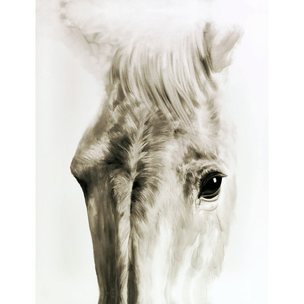 Union Rustic White Horse I Oil Painting Print On Wrapped Canvas