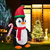 Christmas Air Blown Lighted Inflatable Yard Decoration Holiday Penguins Tree NEW 