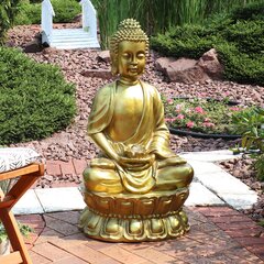 110V, U.S. Standard Deck Meditating Buddha Fountain Patio Buddha Statue Outdoor for Garden Porch Yard 