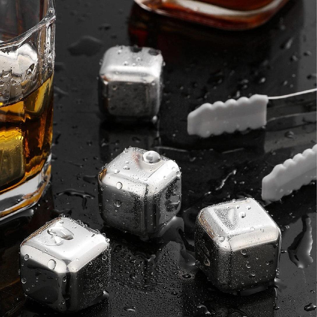 Ice Cubes Reusable Whiskey Wine Chilling Stainless Steel Stones Bar Tools 