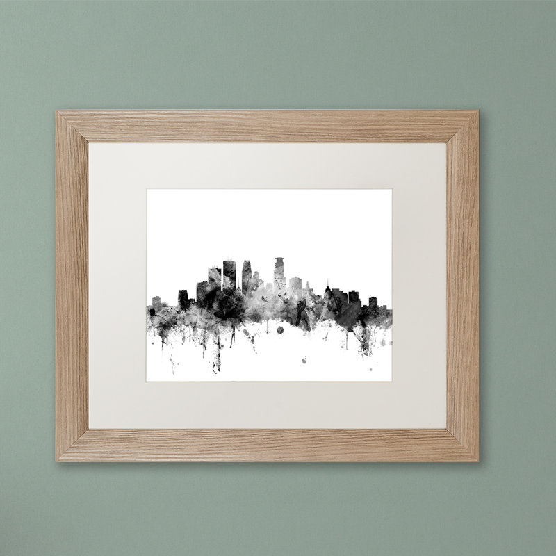 Trademark Art Minneapolis Mn Skyline B W Framed Graphic Art Print On Canvas Wayfair