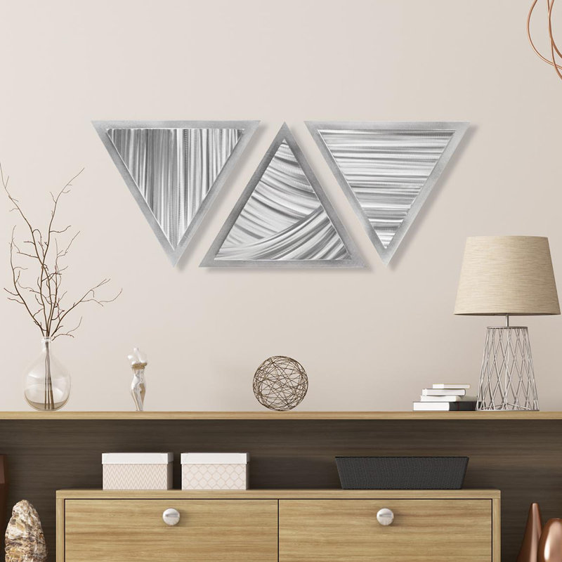 Orren Ellis 3 Piece Sweeping Angles Metal Wall Decor Set Wayfair