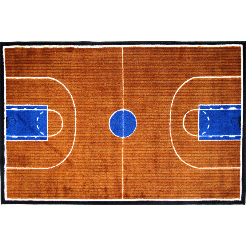 Zoomie Kids Horner Basketball Court Sports Brown Area Rug