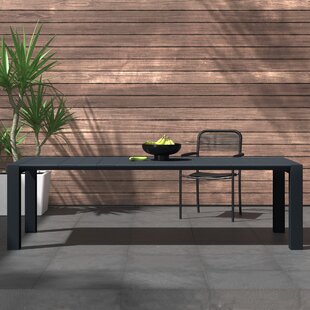 narrow outdoor dining table with bench